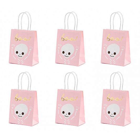 Bolsitas papel Boo! rosa / 6 uds.
