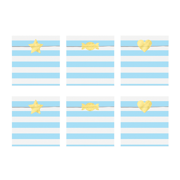 Bolsas papel celeste rayas y pegatina / 6 uds.