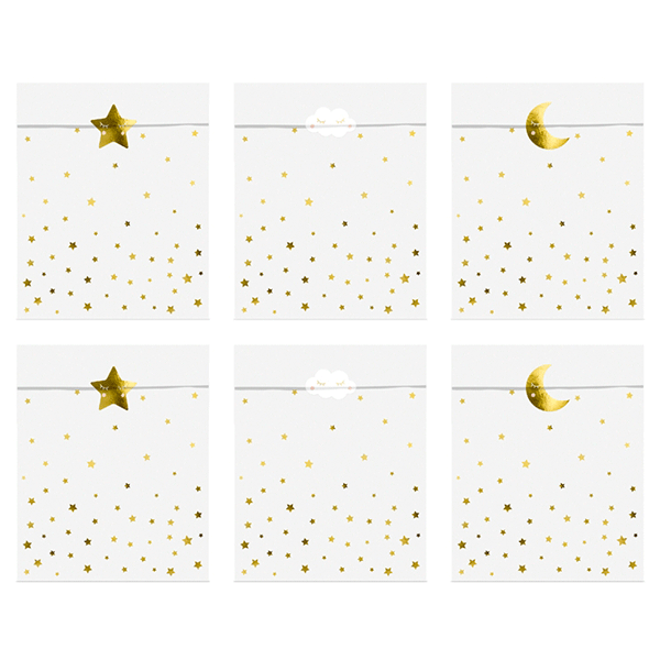 Bolsas papel estrellas foil brillo / 6 uds.