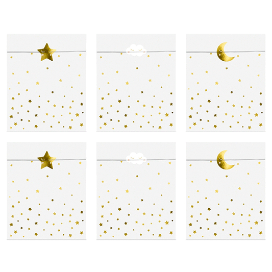 Bolsas papel estrellas foil brillo / 6 uds.