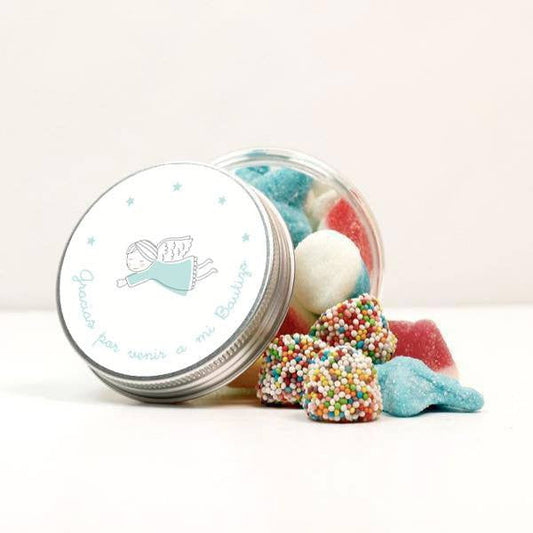 Bote golosinas Bautizo azul