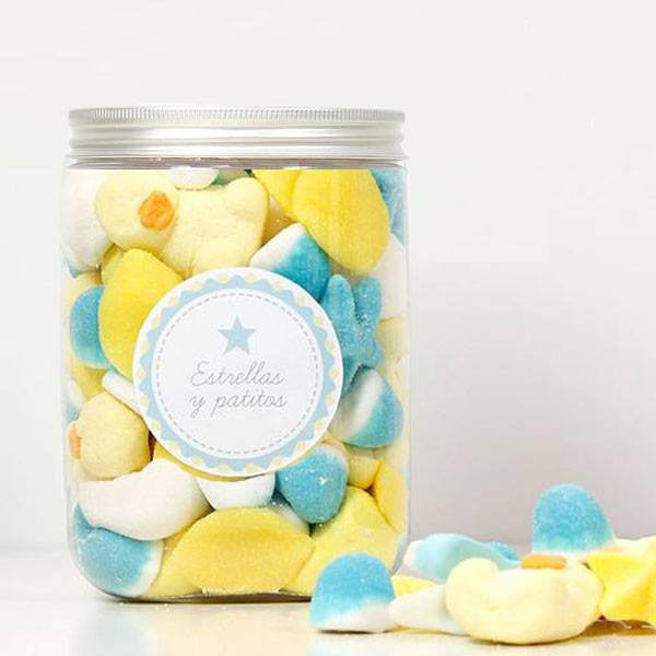 Bote mix golosinas celeste amarillo