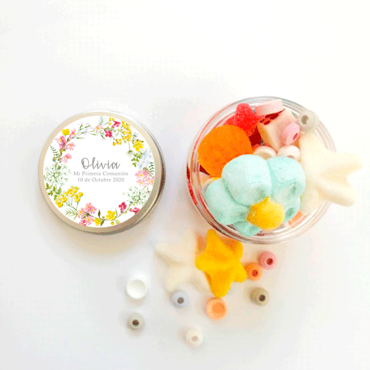 Bote etiqueta flores de primavera personalizada / 6 uds.