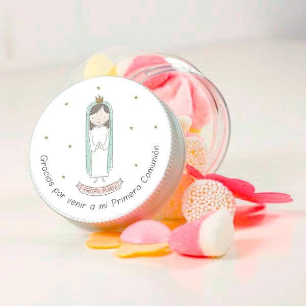 Bote golosinas comunión virgencita