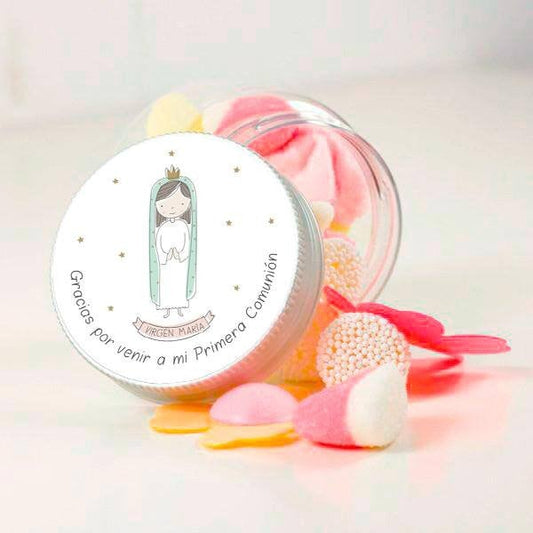 Bote golosinas comunión virgencita