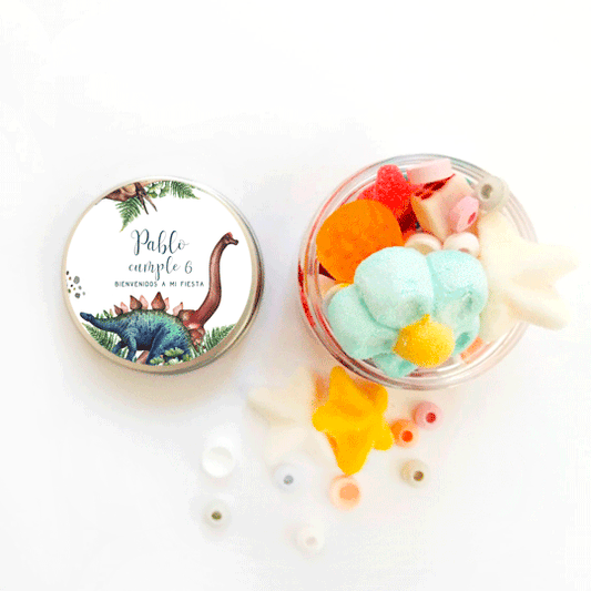 Bote etiqueta Dinosaurio Vintage personalizada / 6 uds.