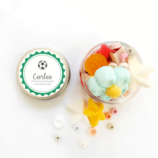 Bote etiqueta fútbol personalizada / 6 uds.