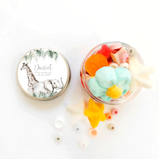 Bote etiqueta Safari Baby personalizada / 6 uds.