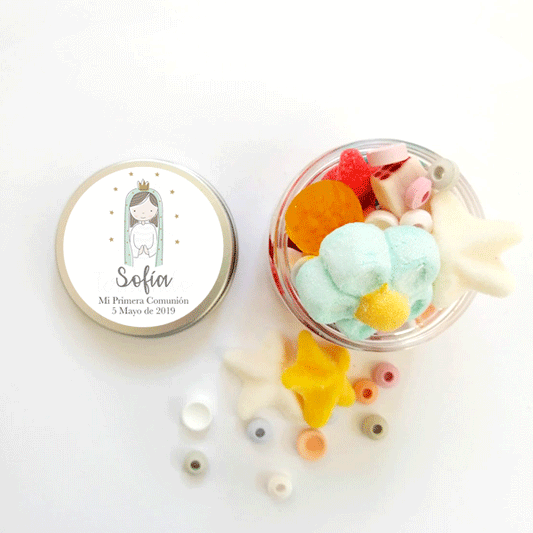 Bote Virgen María personalizada / 6 uds.