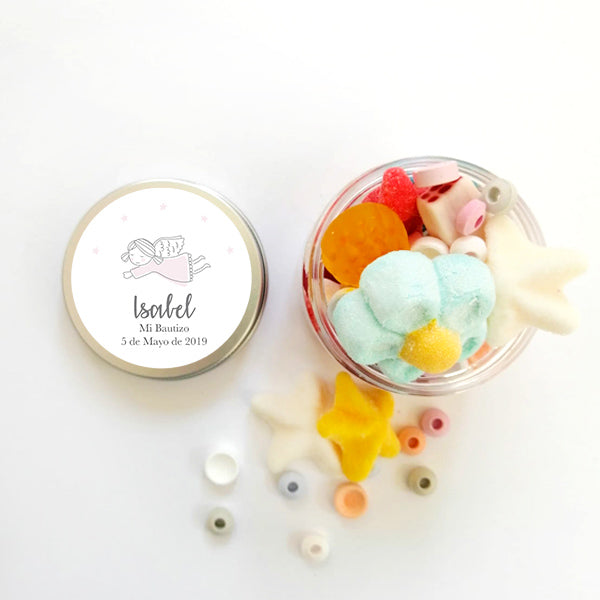 Bote angelito rosa personalizado / 6 uds.