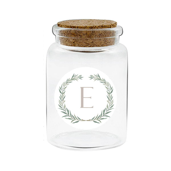 Bote S Eco cristal inicial corona de olivo personalizado / 6 uds.