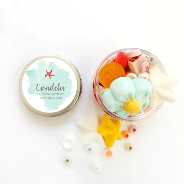 Bote etiqueta acuarela sirena mint personalizada / 6 uds.