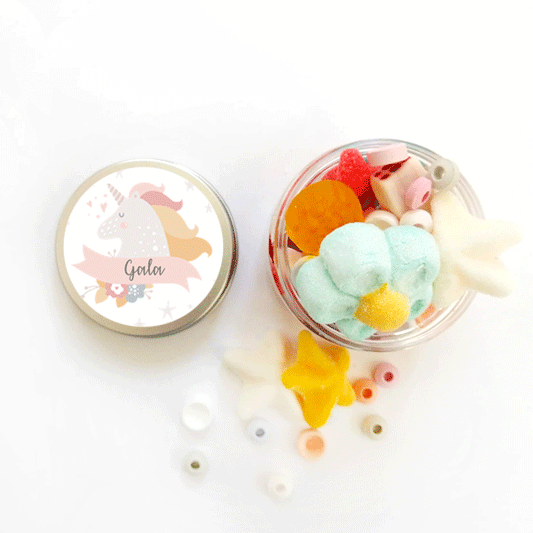 Bote etiqueta unicornio personalizada / 6 uds.