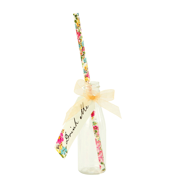 Mini botellitas drink me con pajita / 6 uds.