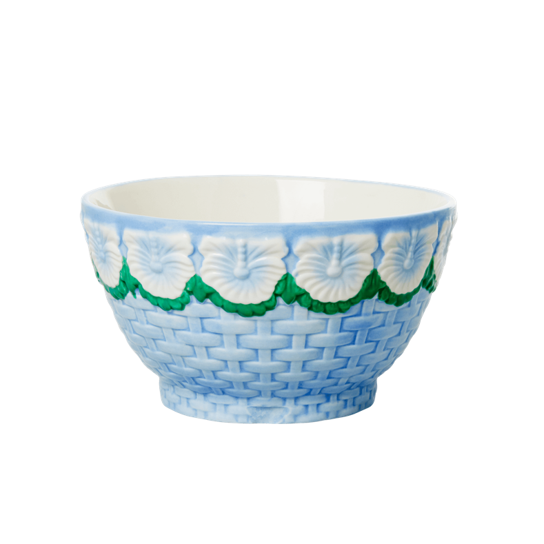 Bowl cerámica azul con flores