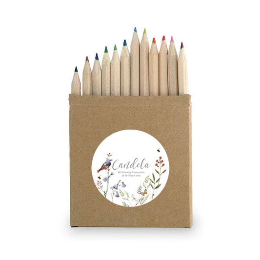 Cajita de lápices personalizada pajaritos / 6 uds.