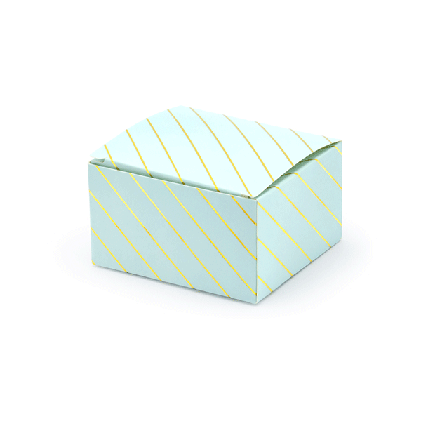 Cajita detalle rectangular celeste raya dorado / 10 uds.