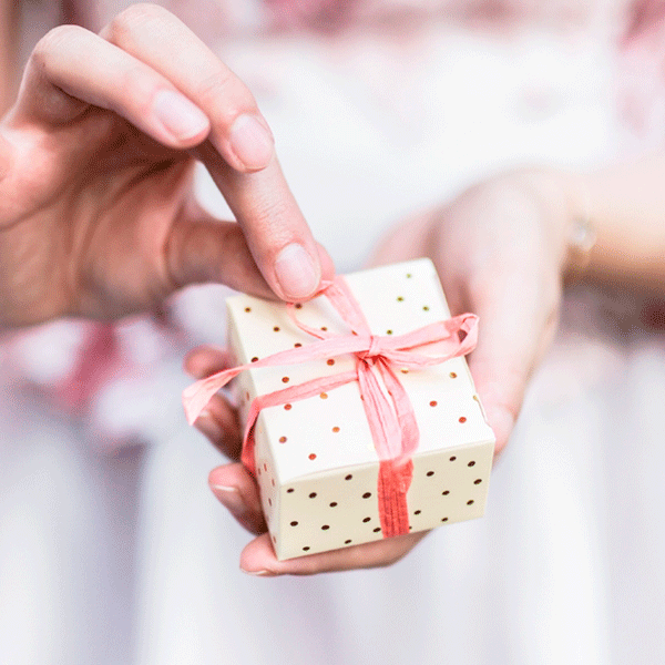 Cajita detalle rectangular melocotón topo dorado / 10 uds.