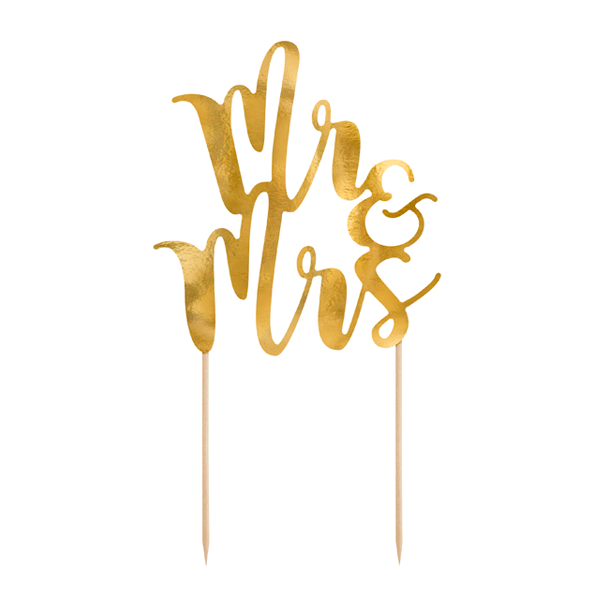Topper pastel Mr & Mrs dorado