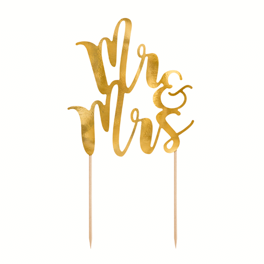 Topper pastel Mr & Mrs dorado