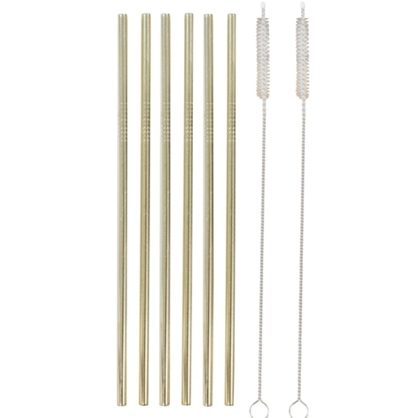 Pajitas acero inoxidable doradas / 6 uds.