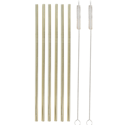 Pajitas acero inoxidable doradas / 6 uds.