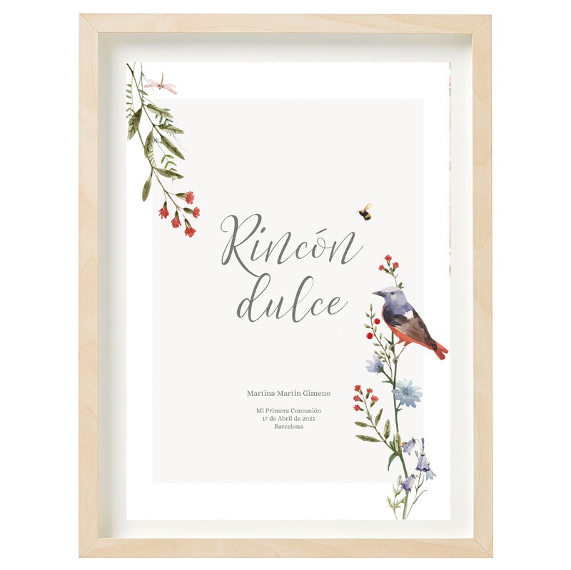 Cartel Rincón dulce personalizado Pajaritos