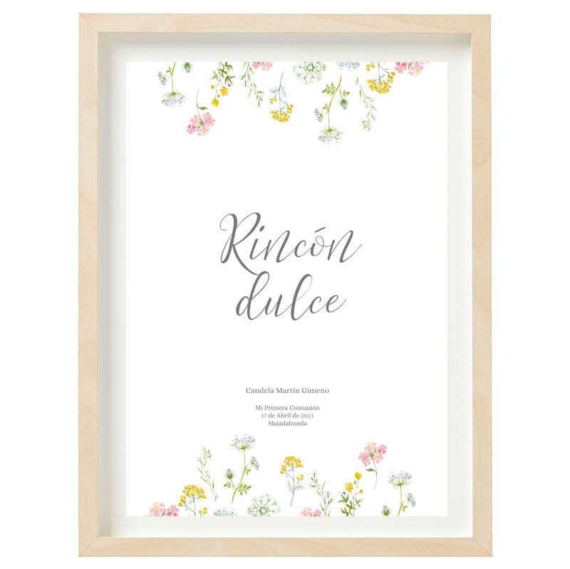 Cartel Rincón dulce personalizado Flor de Primavera