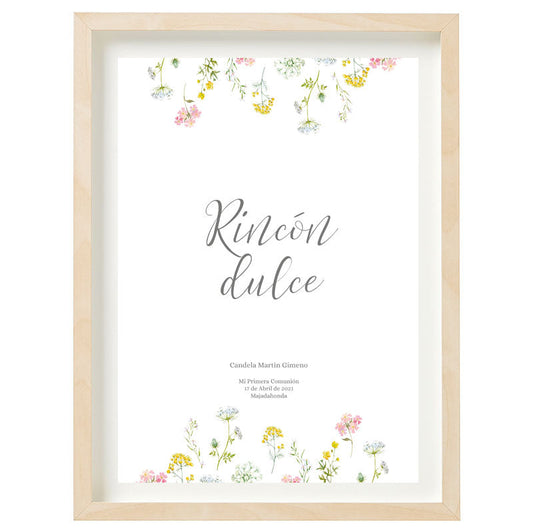 Cartel Rincón dulce personalizado Flor de Primavera