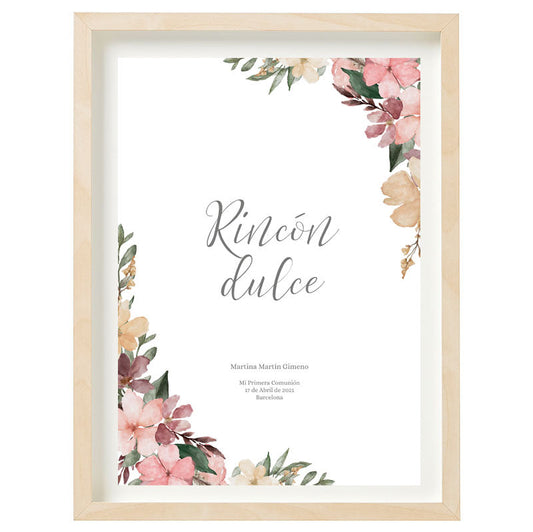 Cartel Rincón dulce personalizado Flores Boho