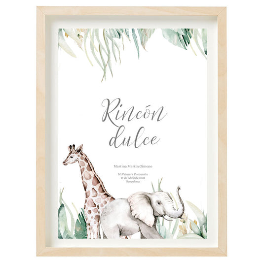 Cartel Rincón dulce personalizado Safari Baby