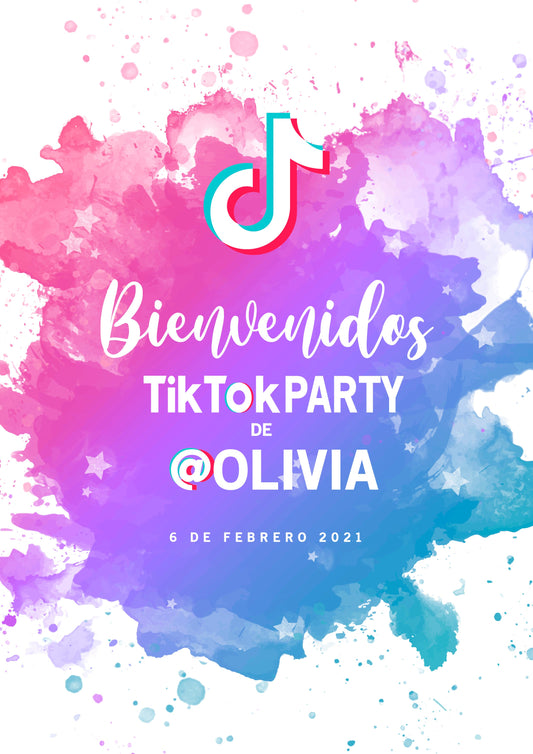Cartel Bienvenida personalizado Tik Tok Party