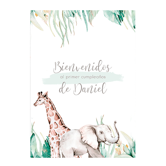 Cartel Bienvenida personalizado Safari Baby