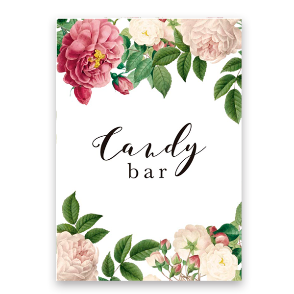 Cartel Candy Bar flores & fabulous personalizado