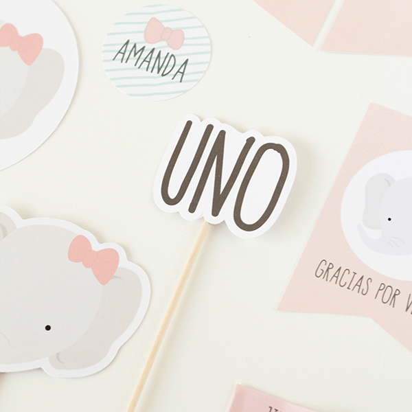 Pack imprimible elefante rosa