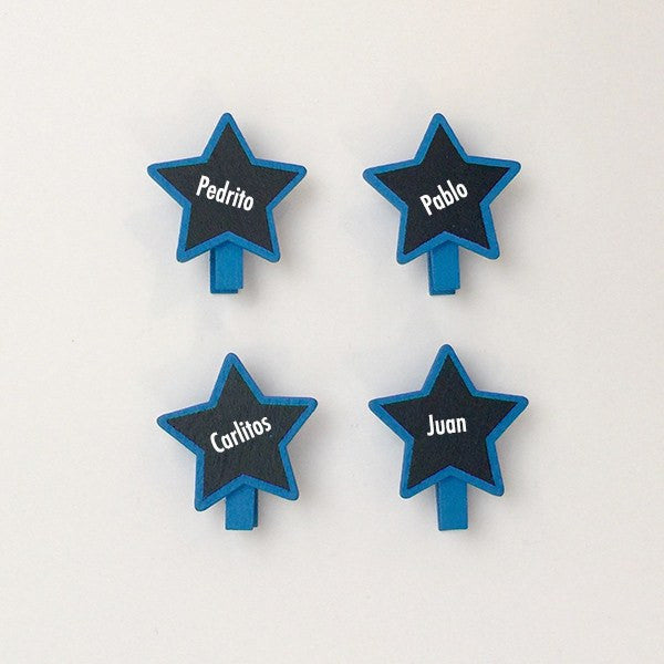 Pinza estrella azul pizarra pequeña / 8 uds. - La Fiesta de Olivia - 1