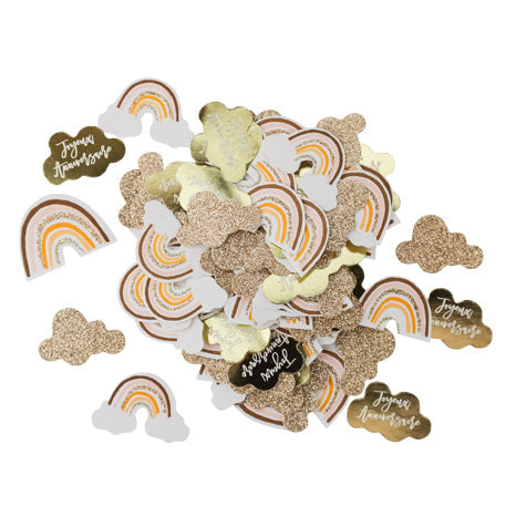 Confetti de cartón arcoíris boho / 100 uds.