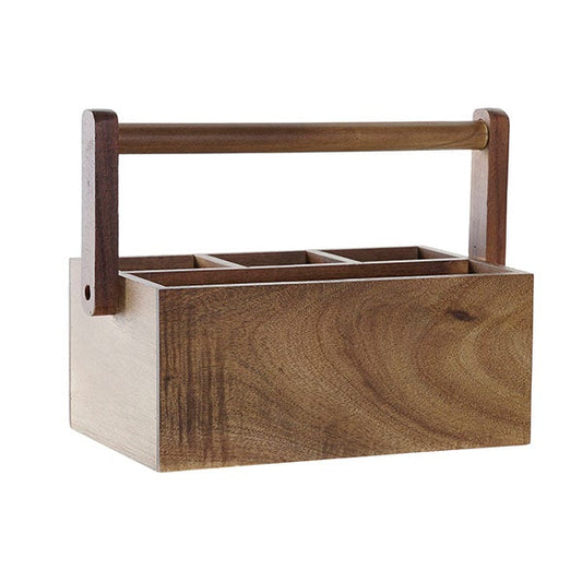 Cubertero organizador de acacia natural