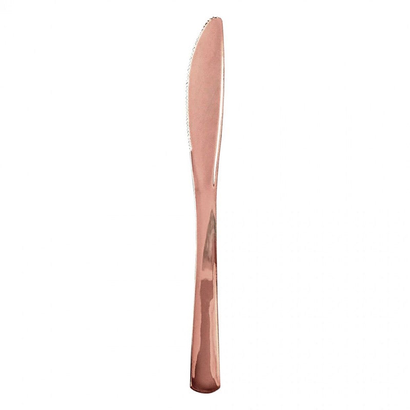 Cuchillo plástico  oro rosa / 6 ud.