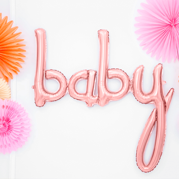 Globo Baby caligrafía rose gold