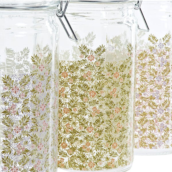 Bote cristal L con cierre hermético flores silvestres