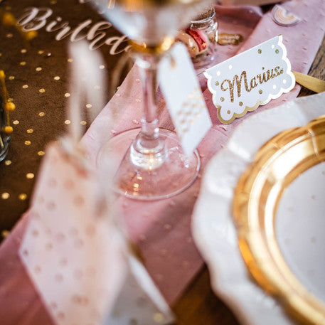 Camino de mesa plumeti rosa