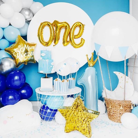 Globo foil número 1 celeste con corona
