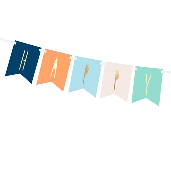 Guirnalda banderines Happy B-day mix azul basic