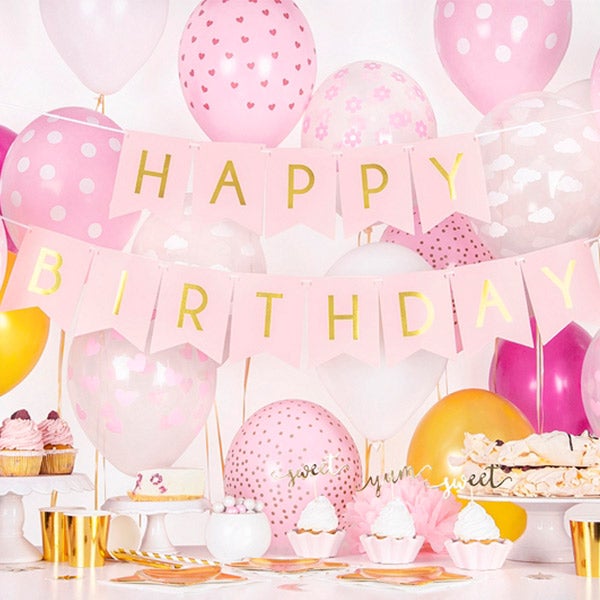 Guirnalda banderines Happy B-day rosa basic