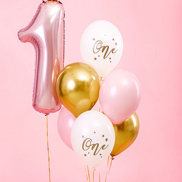 Mix globos One rosa / 6 uds.