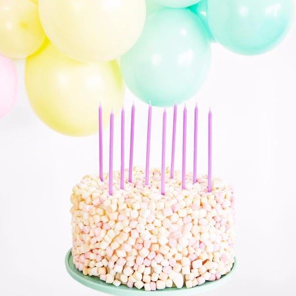 Velas largas lila basic / 12 ud.