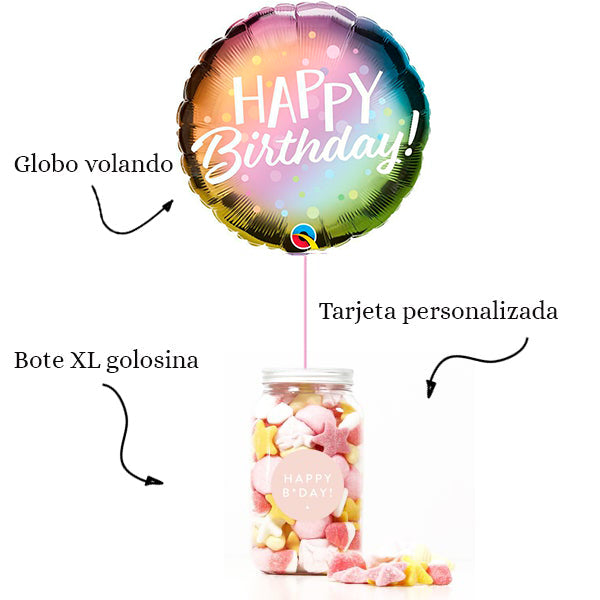 WOW BOX Pastel, golosinas y mensaje personalizado.