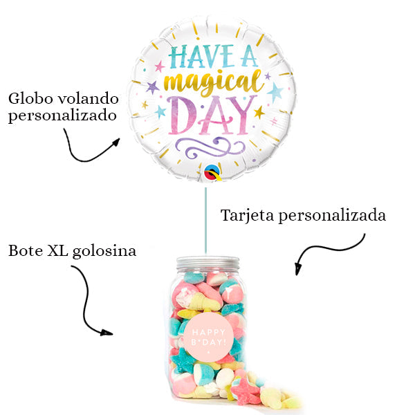 WOW BOX Magical day, golosinas y mensaje personalizado.