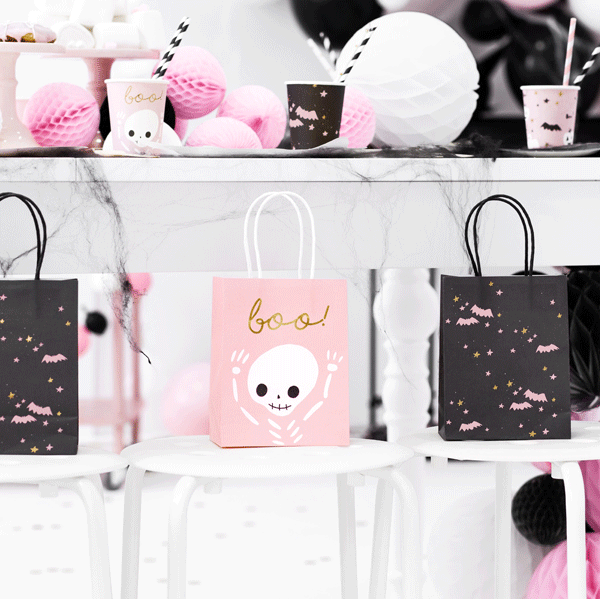 Bolsitas papel Boo! rosa / 6 uds.